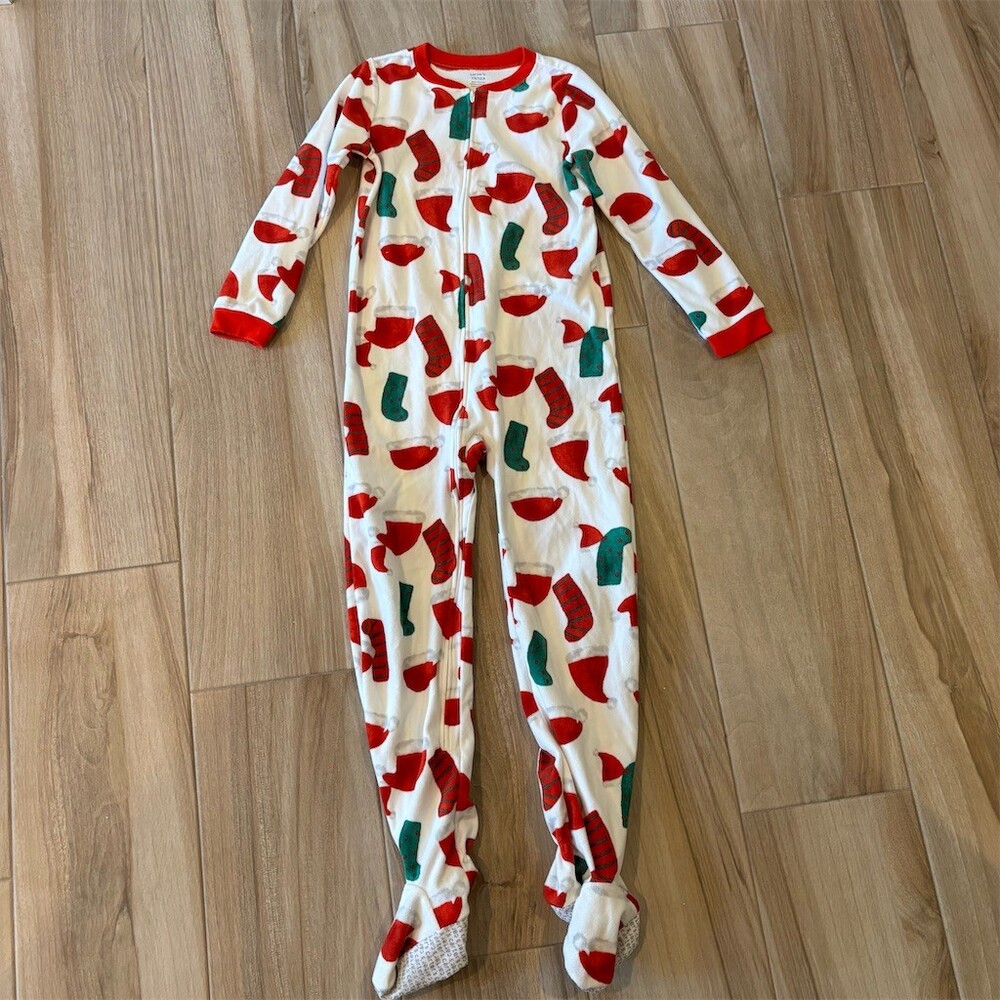 Carter's Unisex Kids Footed Fleece Pajama Sleeper Christmas Size 12